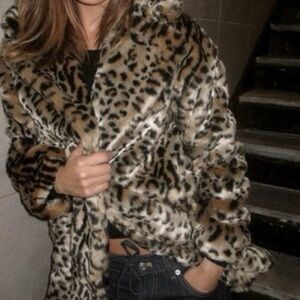 Zara Leopard Print Teddy Jacket